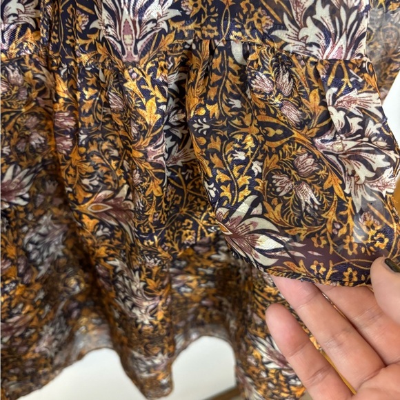 Anthropologie Current Air Ruffle Metallic Patterned Mini Dress - Picture 11 of 12